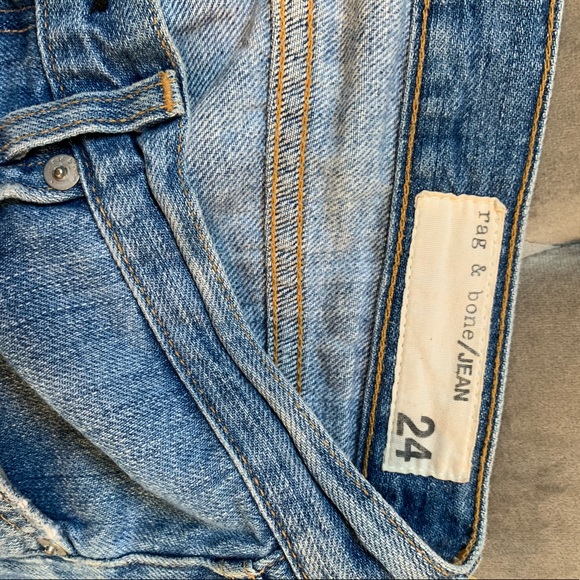 Rag and Bone Boyfriend Jeans in Moss with Holes - Picture 3 of 8